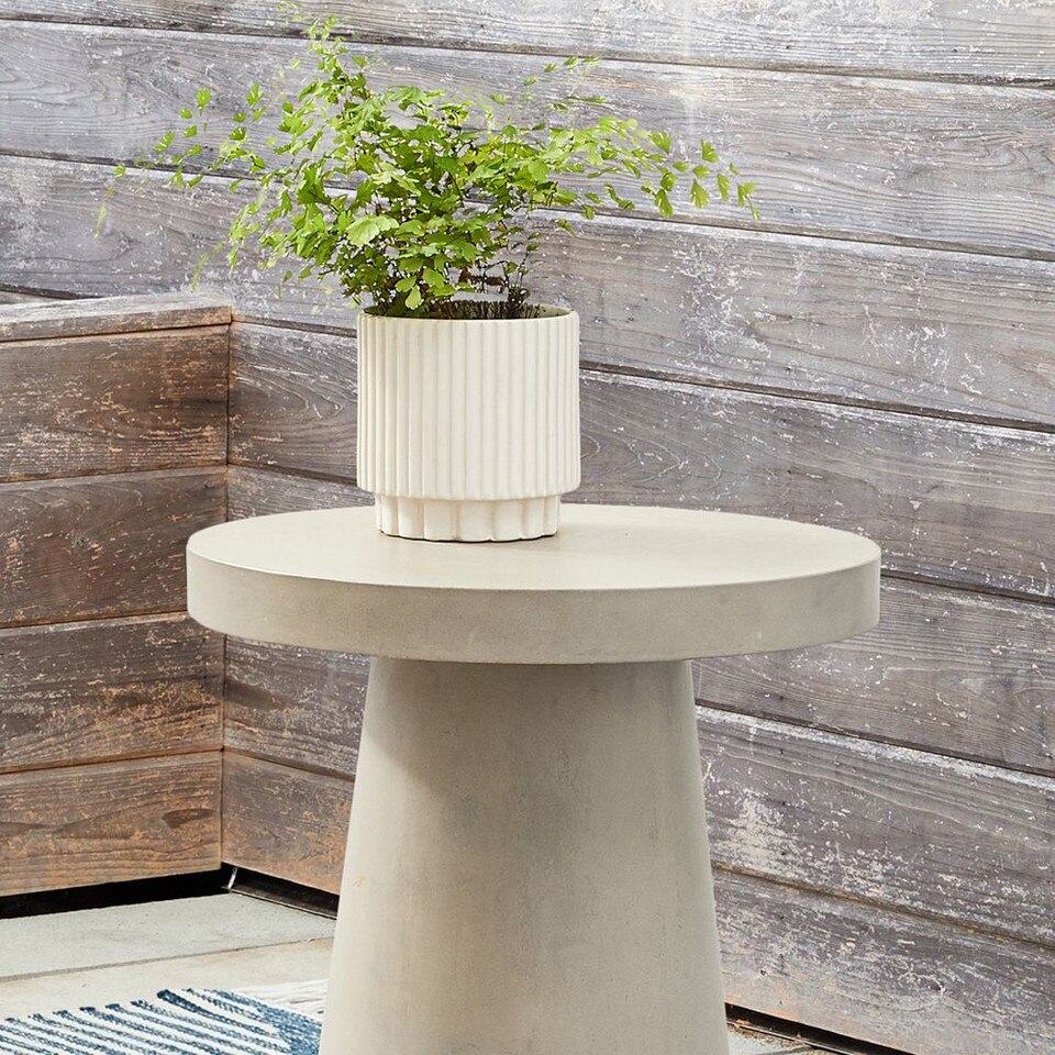 Concrete Outdoor Pedestal Round Side Table - West Elm UK